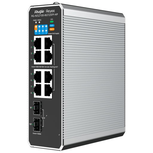 [NTSWRG000014] REYEE SWITCH POE INDUST 8 CH + 2 SFP GB